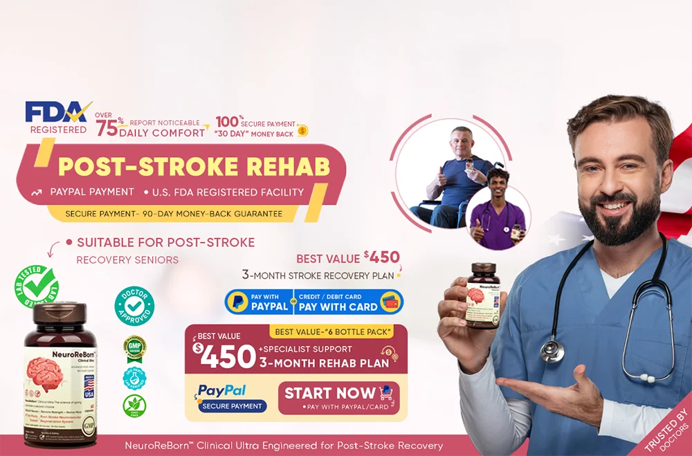 Bricina NeuroReBorn™ Clinical Ultra, included 6-bottle, 3-Month post-stroke Recovery plan, Best Value $450 usd. FDA-registered facility · PayPal secure · 90-Day Money back guarantee.